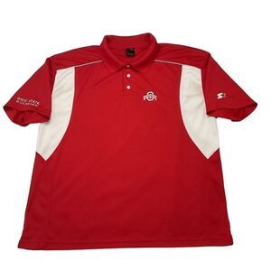 Starter Ohio State Buckeyes Polo Shirt‎ Men's Large Red White